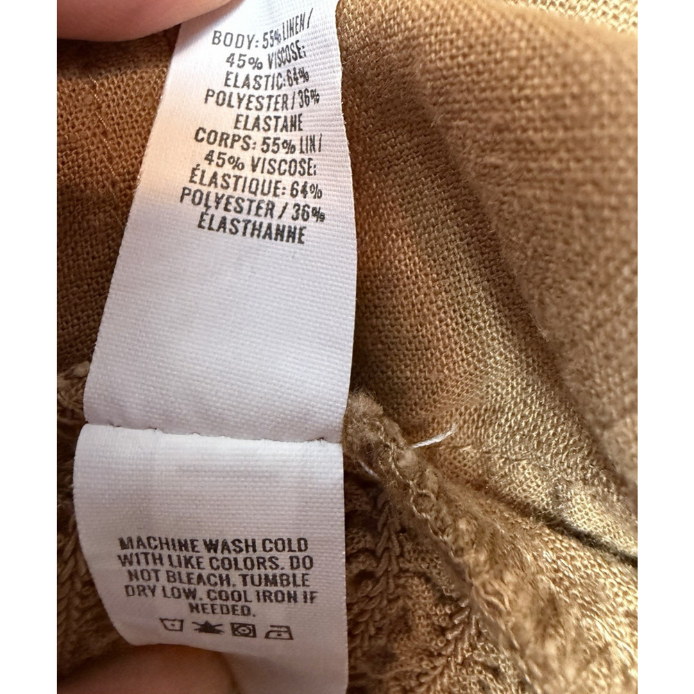 Aerie Linen Blend Corset Tank Tie Spaghetti Strap Size M Cottagecore Camel Brown - Picture 4 of 8